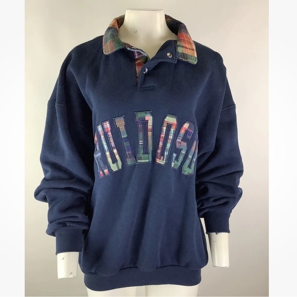 Vintage Durango Threadworks Womens Sz XL Big Letter Spell Out Sweatshirt Blue - Picture 1 of 8